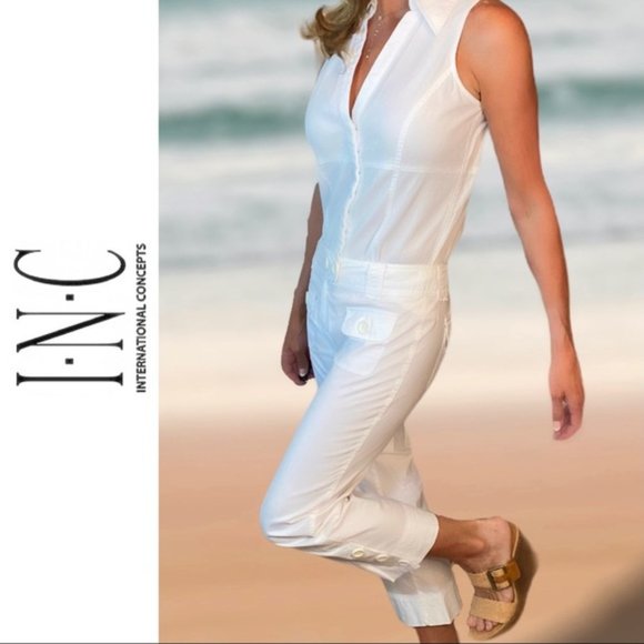 INC Capri Pants with Button Accents Size 4 - Picture 1 of 8